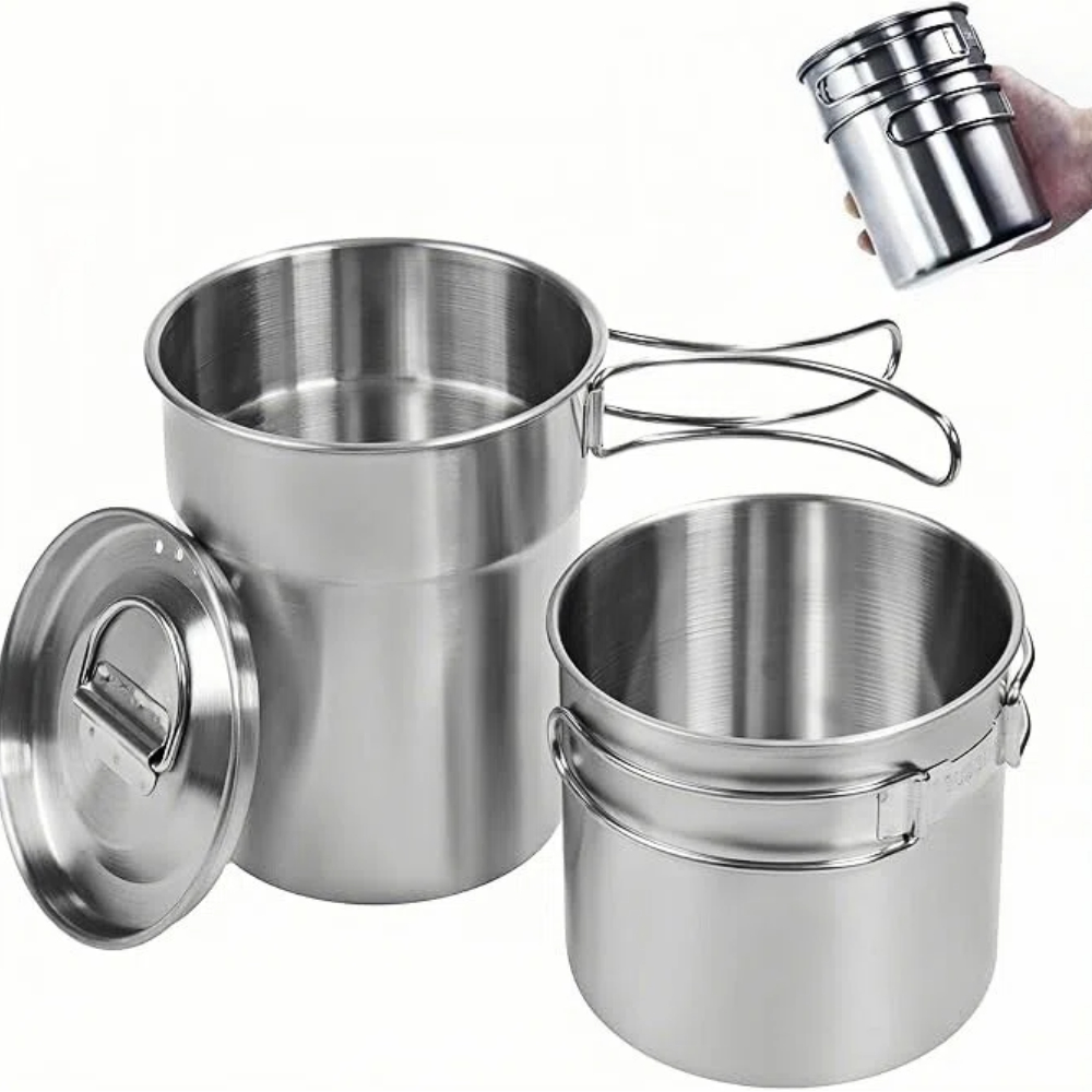 Camping Cooking Pot Stainless Steel - Cangkir Lipat untuk Berkemah, Mug, Panci,