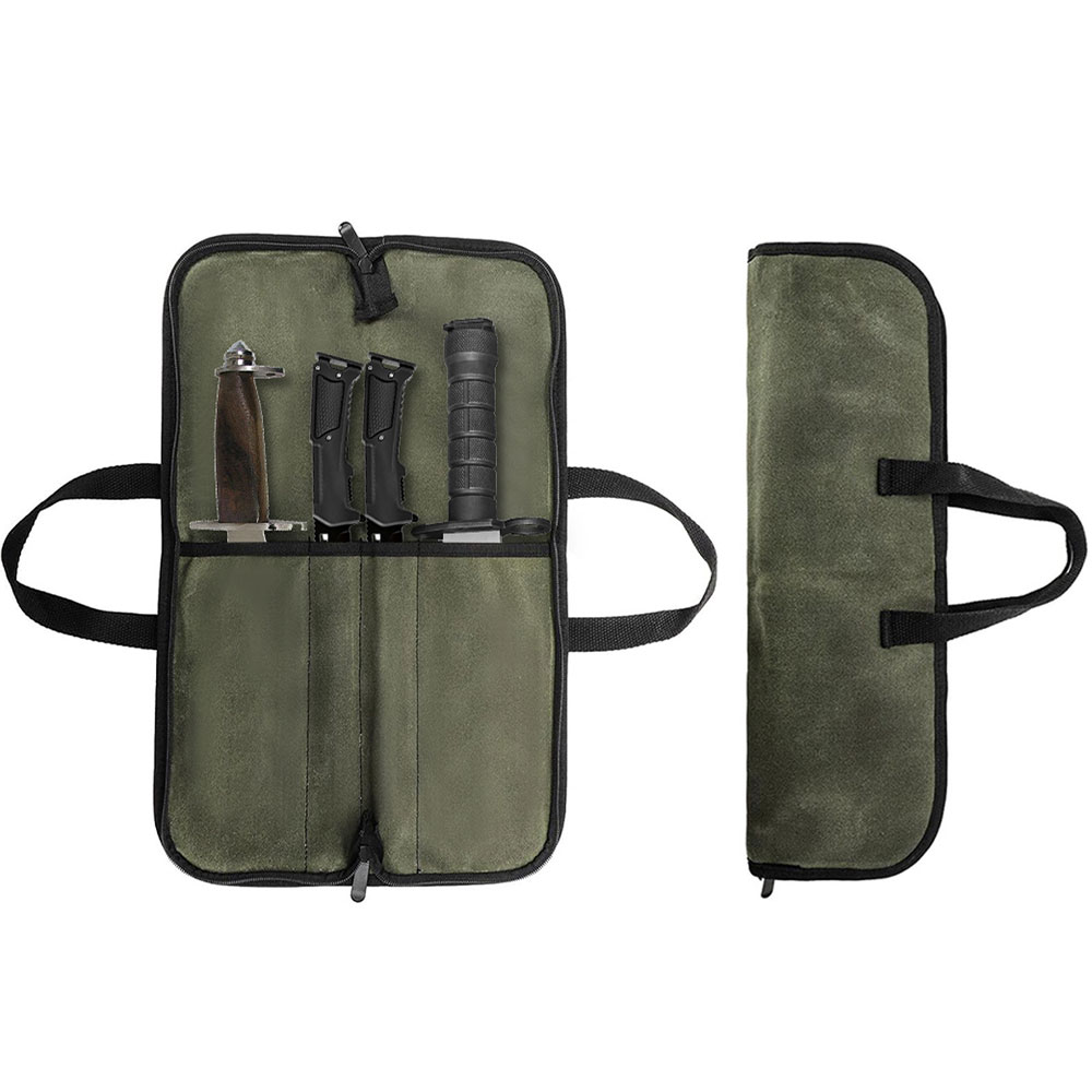 Camping Cooking Multi Tool - Tas Gulung Pisau Kanvas Berlapis Lilin