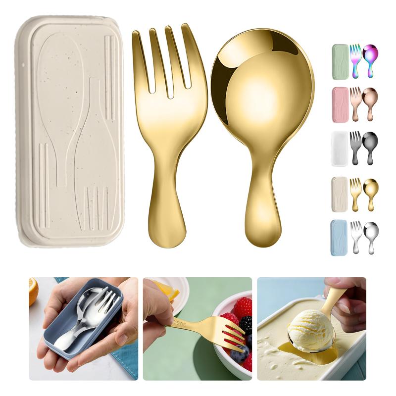 Cooking Outdoor Camping - Set Peralatan Makan Baja Tahan Karat