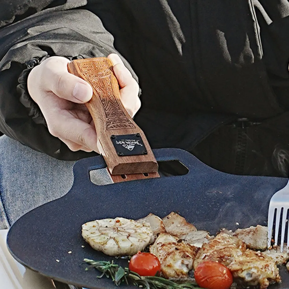 Camping Cooking Ware - Pegangan Wajan Panggangan Kayu Alami untuk