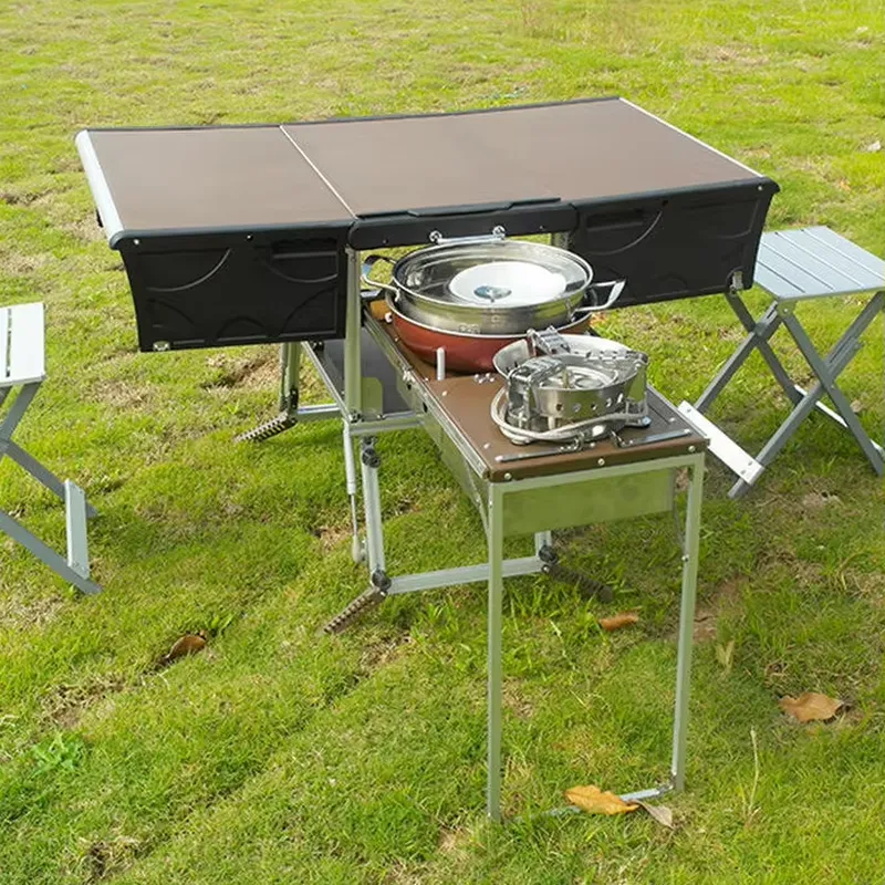 Camping Cooking And Dining Set - Trailer Makanan Lipat Portabel untuk Luar