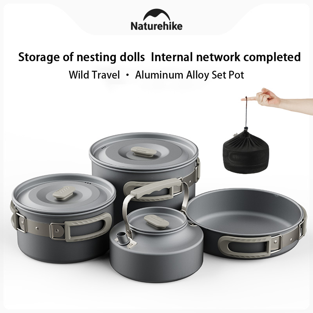 Camping Cooking Pot Stainless Steel - Naturehike Set panci luar ruang, peralatan