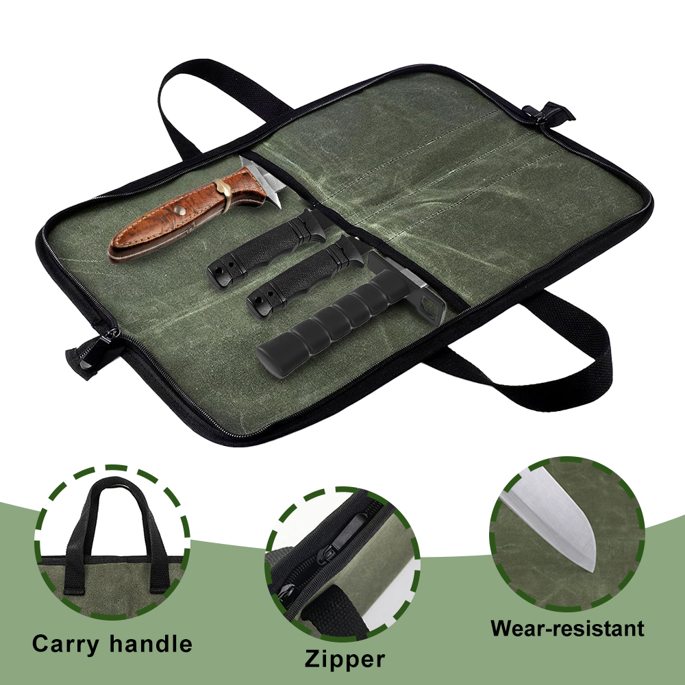 Tas Gulung Pisau Kanvas Berlap - Camping Cooking Multi Tool ulasan dan harga