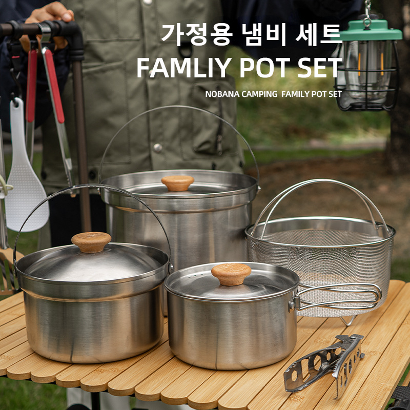 NOBANA Set Panci Baja Tahan Ka - Camping Cooking Utensils Storage ulasan dan harga