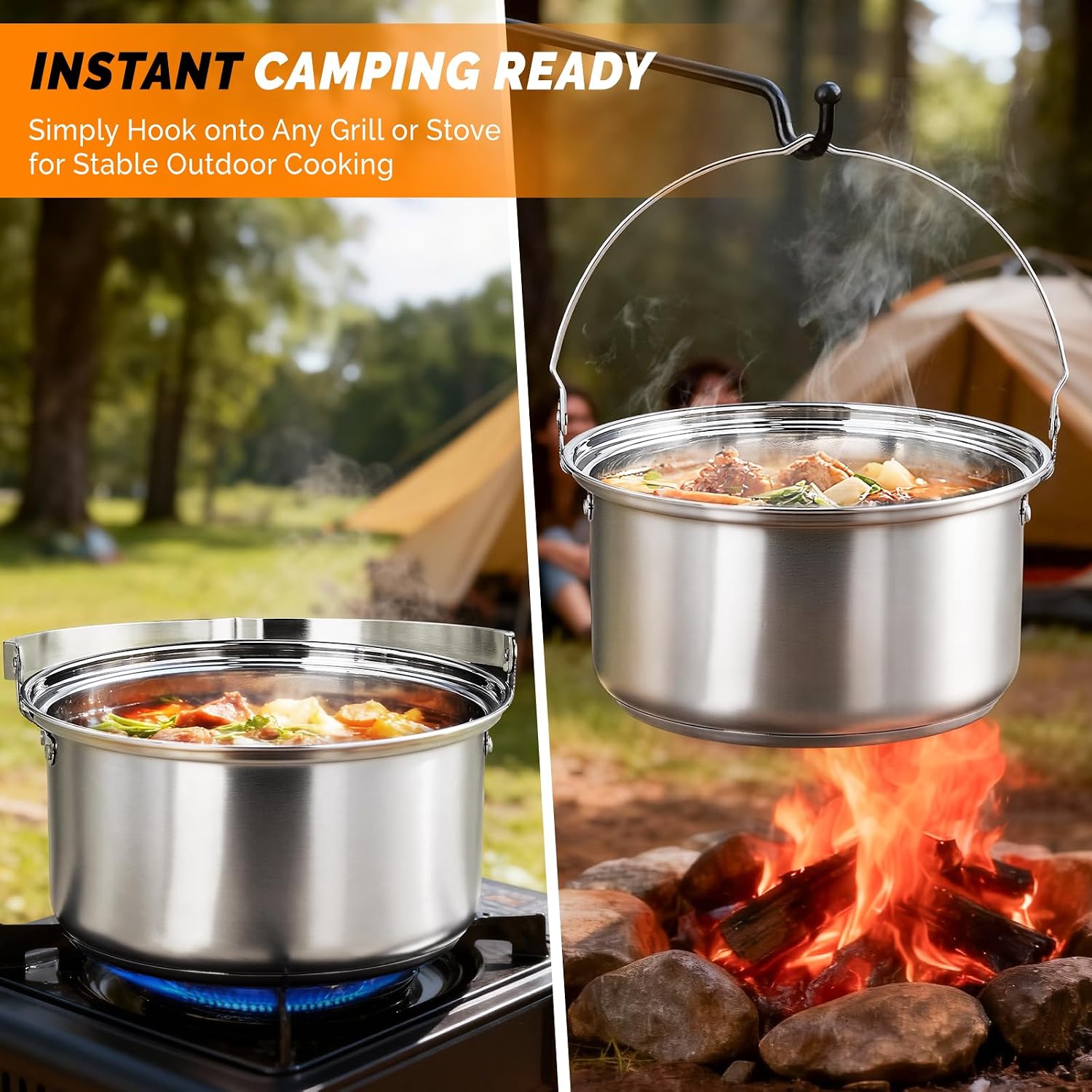 6pcs Set Peralatan Masak, Panc - Camping Cooking Pot Stainless Steel ulasan dan harga