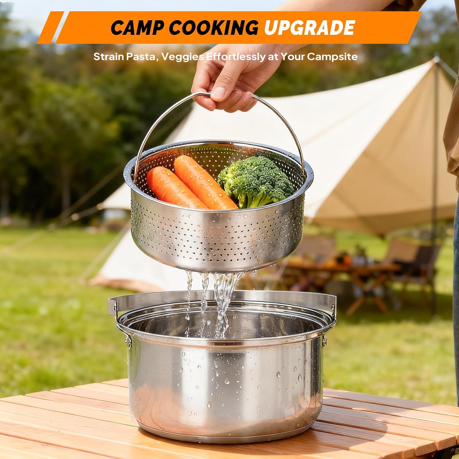 6pcs Set Peralatan Masak, Panc - Camping Cooking Pot Stainless Steel ulasan dan harga