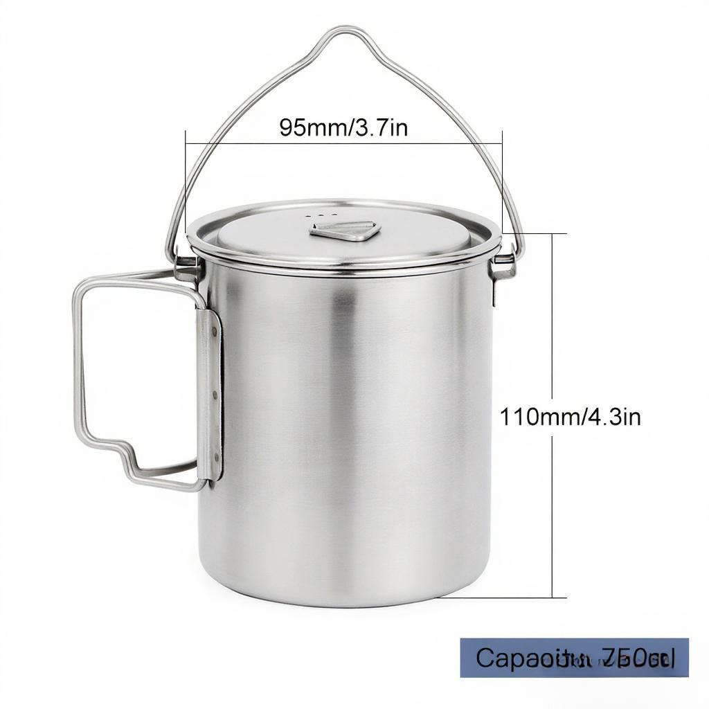 Pot Baja Tahan Karat 750Ml Can - Camping Cooking Cup ulasan dan harga