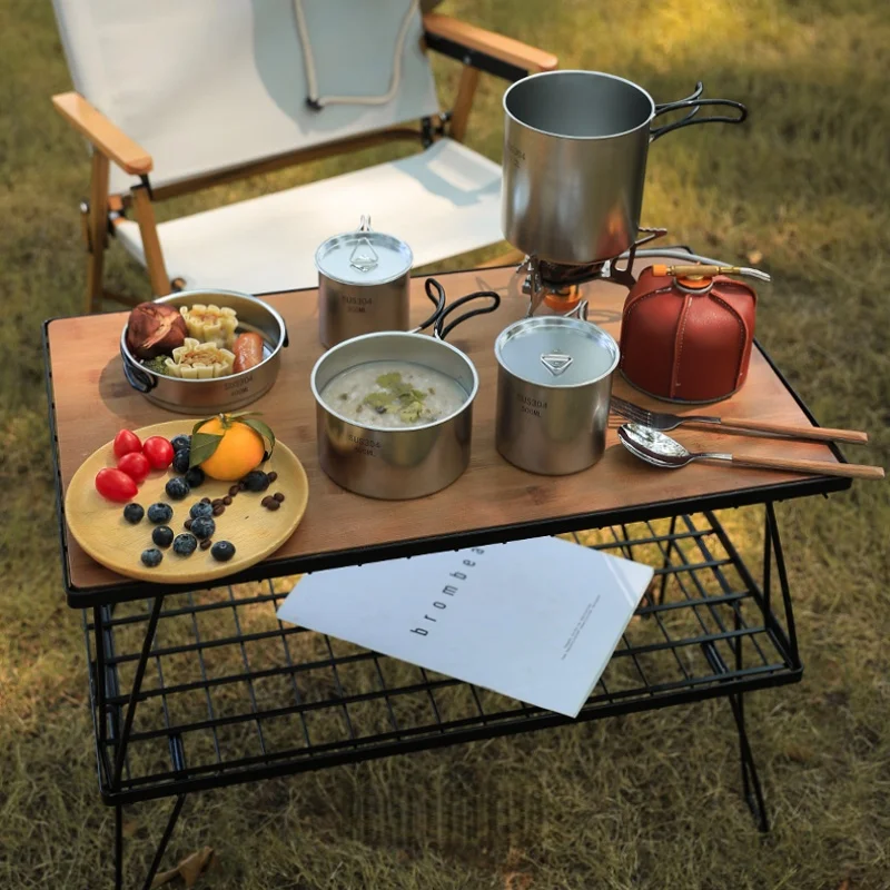 2026 5PCS Peralatan Masak Camp - Camping Cooking Pot Stainless Steel ulasan dan harga