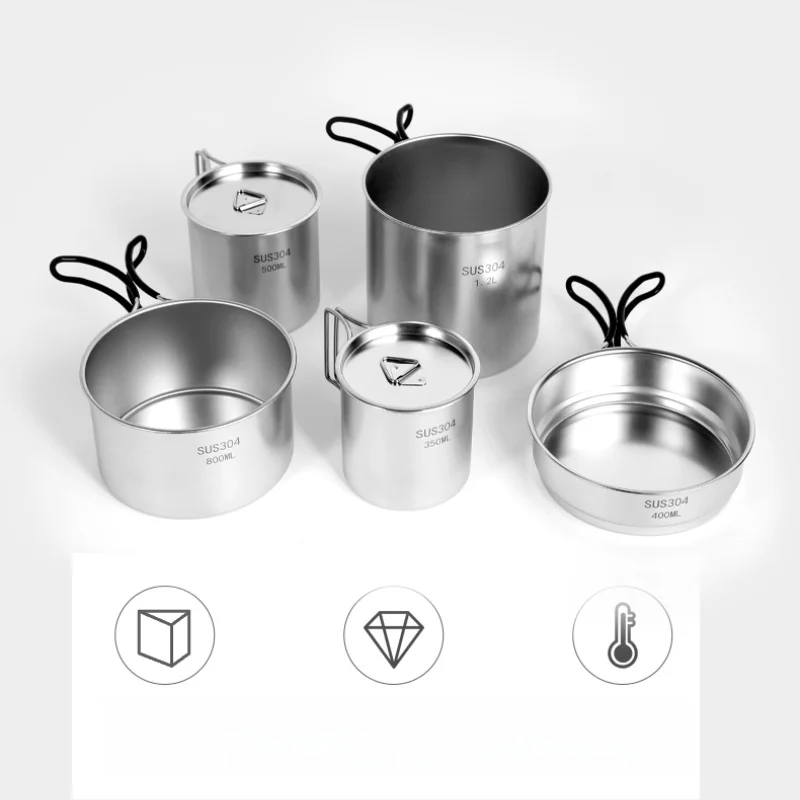 2026 5PCS Peralatan Masak Camp - Camping Cooking Pot Stainless Steel ulasan dan harga